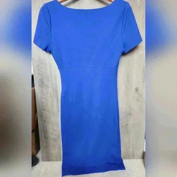DIANE VON FURSTENBERG DVF Bevina Dress Blue Pencil Sheath Ruched $348 Size 8 - Picture 10 of 13